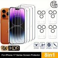 thumbnail image 1 of CUITING Set of 4 HD Tempered Glass Screen Protectors And 4 Camera Lens Protectors  Compatible with for iphone 16  17 Pro Max  16 Plus  And 16E  17 Air. Ideal for Mobile Phones  Featuring, 1 of 6