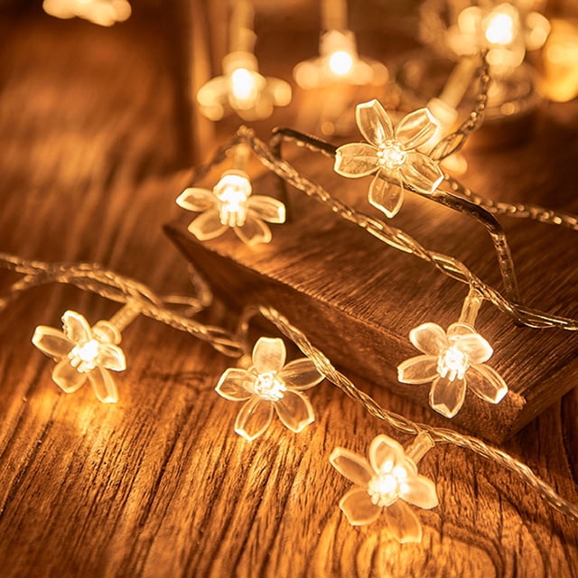 1 Pack USB Port Flower Strings Lights, Floral Styling Shaped String Lights Total 9.84 Feet 20 LED Floral Styling String Lights For Outdoor, Home, Wedding, Patio