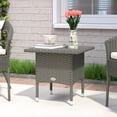 thumbnail image 2 of Outsunny Rattan End Table with Full Woven Top, Outdoor Coffee Table, Grey, 2 of 10