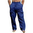 thumbnail image 1 of Mefallenssiah Full Length Pants Clearance Men'S Solid Color Drawstring Fashionable Casual Pants Full Length Pants, 1 of 5