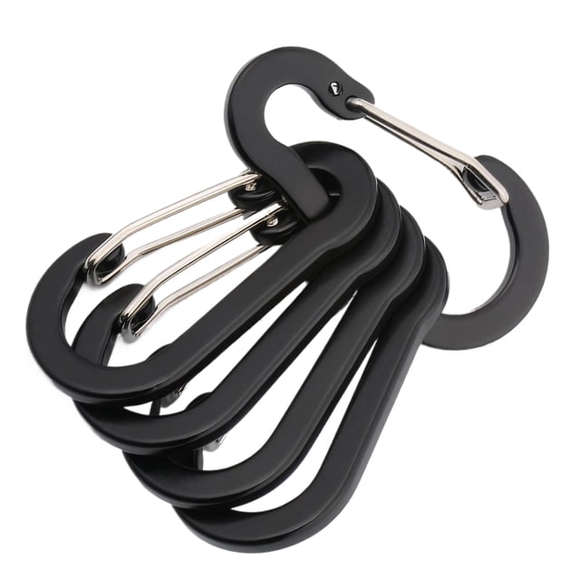 relayinert 5pcs Stainless Steel Large Carabiner Clips With High Tensile Strength Durable And Functional Shiny black