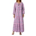 thumbnail image 1 of Faithtur Femmes Géométrique Imprimé Longue Robe V-Cou Puff Robe de Mode en Vrac pour le Printemps, l'Été, 1 of 9