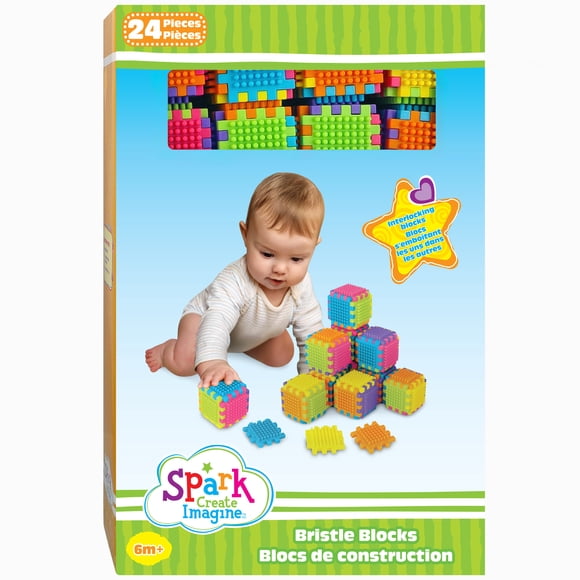 Spark Create Imagine Infant Bristle Blocks Sensory and Fine Motor Development Toy for Ages 6+ Months