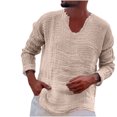 thumbnail image 1 of Yuyuzo Long Sleeve Shirts for Men Spring Fall Loose Casual V Neck Lightweight Solid Color Tee Tops, 1 of 6