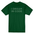 thumbnail image 1 of T-shirt Vert Forêt pour Homme avec Citation « I Dream In Code » au Centre de la Poitrine, 1 of 1