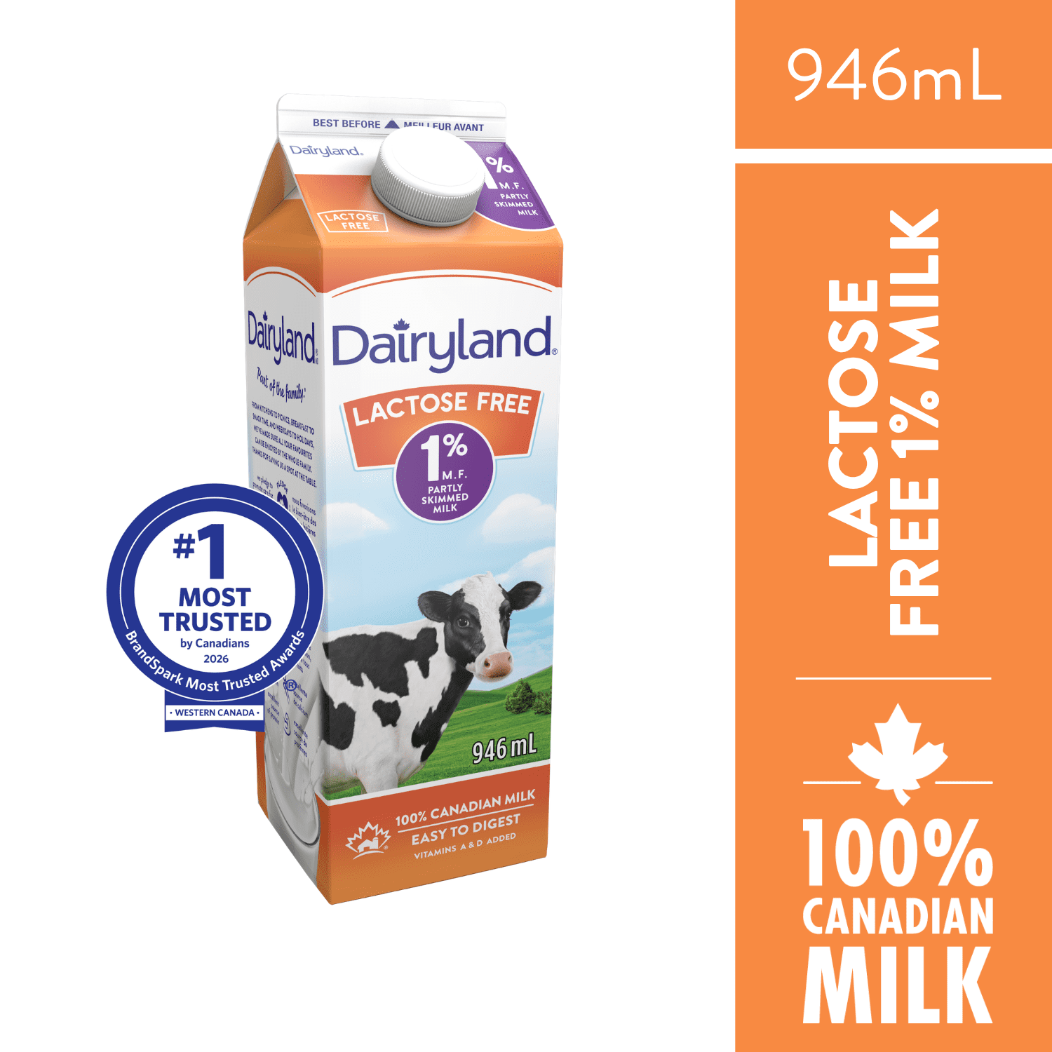 Dairyland Sans Lactose 1 % Lait Partiellement Écrémé