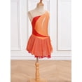 thumbnail image 2 of YONGHS Robe de Patinage Artistique Brillante pour Filles Enfants avec Strass Sans Manches en Mousseline Robe de Danse Ballet Orange 14, 2 of 7