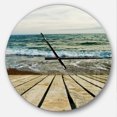 thumbnail image 1 of DesignArt Wooden Pier in Waving Sea Large Wall Clock, 1 of 2