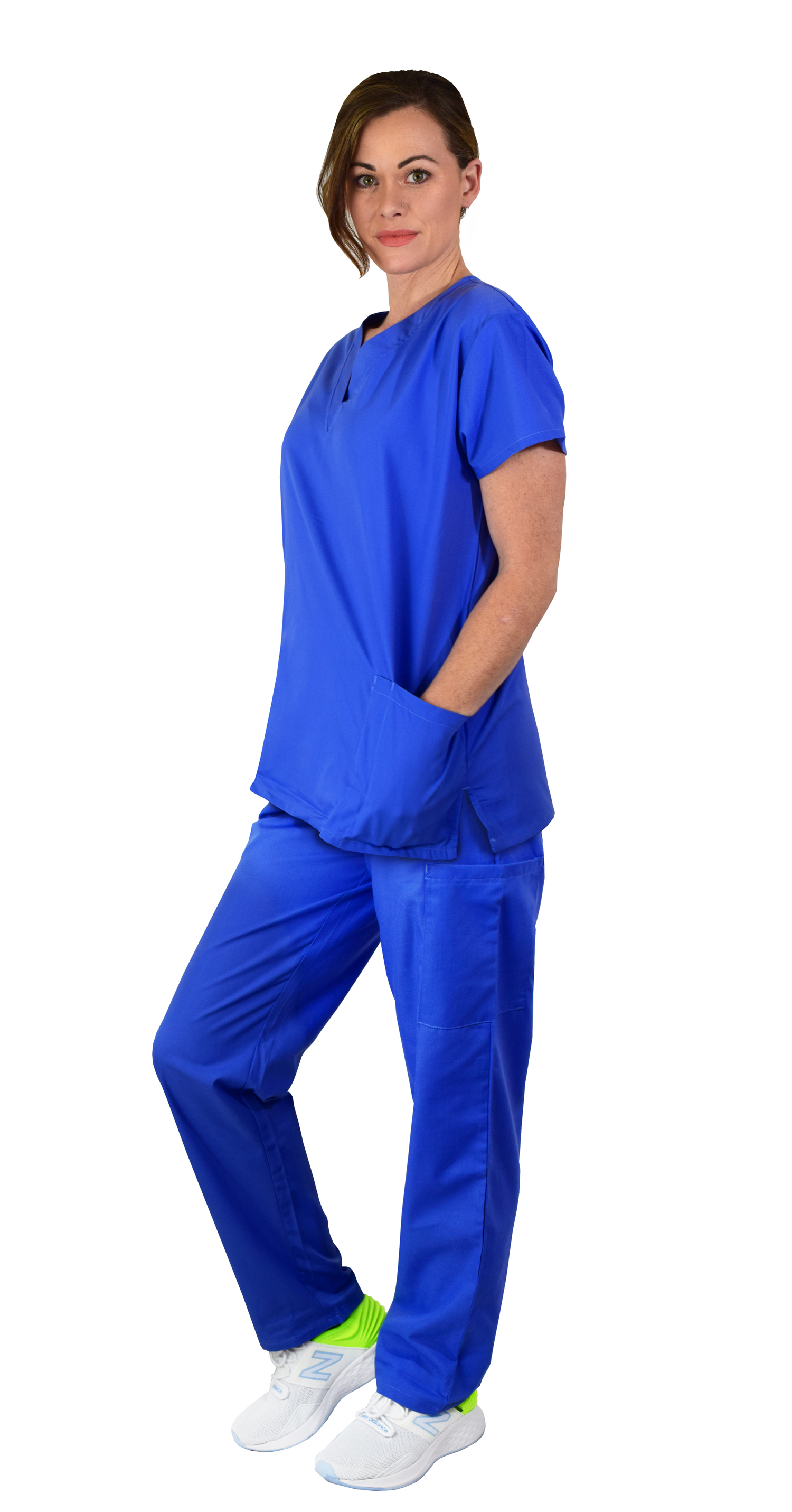 Green Town Women's V-Neck Scrub Set, 6 Pockets, Durable Fabric