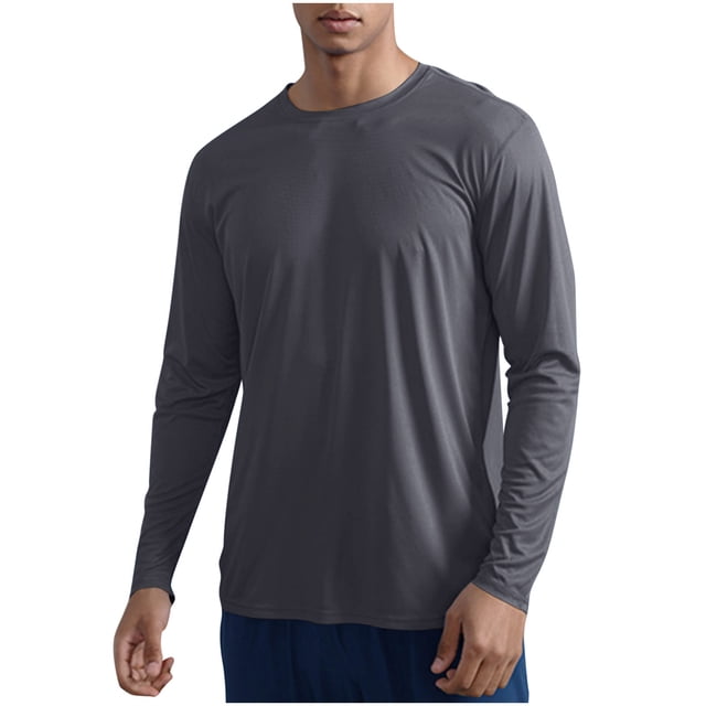 zfhfof Men's Sun Protection Athletic Shirts Long Sleeve Rash Guard Swim T-Shirts Lightweight Quick Dry Fishing Running Workout Shirts