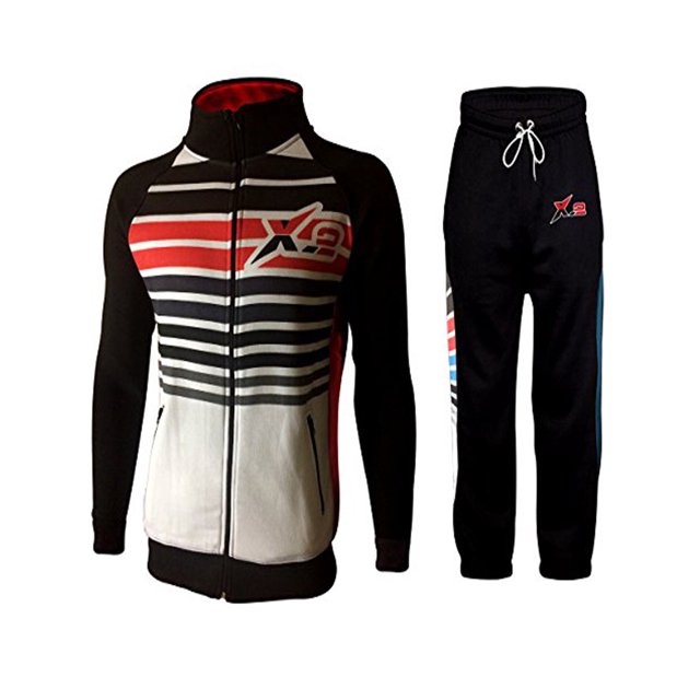 X-2 Mens Athletic Activewear Full Zip Fleece Color Tracksuit Jogging Sweatsuit