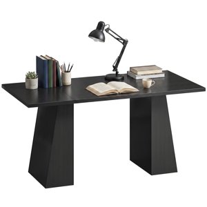 HOMCOM 63 Bureau d'ordinateur de pouce avec cadre trapézoïdal, grain de bois noir