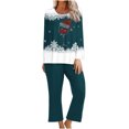 thumbnail image 1 of Pisexur Pyjamas de Noël pour Femmes Ensemble Deux Pièces Tendance Vacances Imprimé Verre de Vin Rouge Pjs Décontractés Manches Longues Col Rond Hauts Pantalons de Pyjama Vêtements de Nuit, 1 of 4