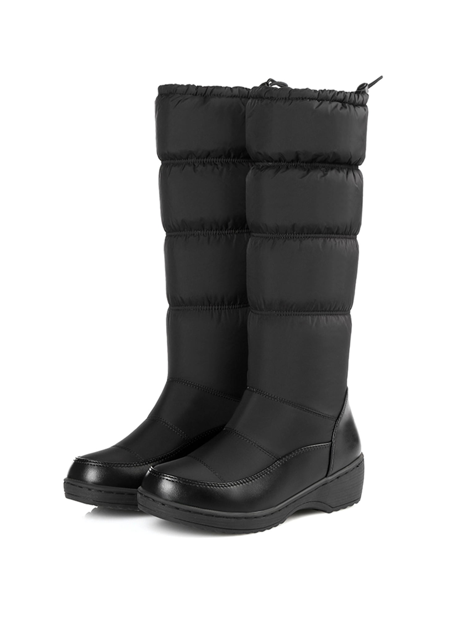 MAWCLOS Womens Mid Calf Boot Round Toe Snow Boots Warm Comfort Winter Shoes Plush Lining Cold Weather Black 8