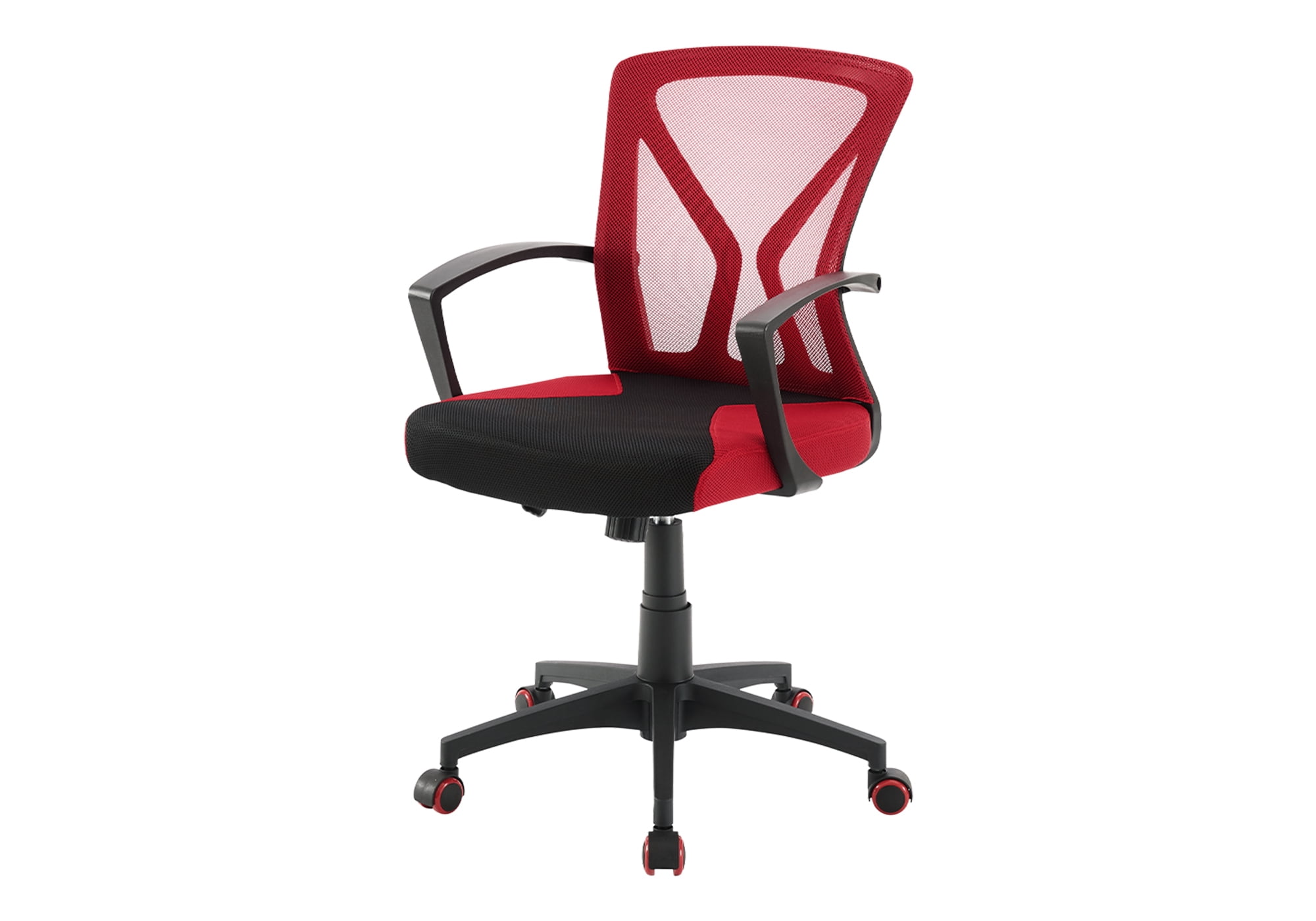 Monarch Specialties - Office Chair, Adjustable Height, Swivel, Ergonomic, Armrests, Computer Desk, Work, Red Mesh, Black Metal, Contemporary, Modern