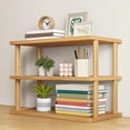 thumbnail image 2 of 3 Tier Wooden Shelf Bookcase Modern Open Bookshelf Bamboos Shoe Rack Storage Rack Multifunctional Display Stand For Living Room Bedroom Office Yellow Wood W-792 Yellow, 2 of 6