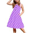 thumbnail image 2 of LOVZFMLL Robe d'Été Décontractée Sans Manches à Col Rond avec Boutons et Poches pour Filles de 2 à 12 Ans, 2 of 6