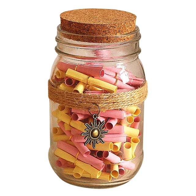 Wishing Bottle Glass Decorative: Small Cork Jar Letter Bottle with Message Paper