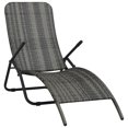 thumbnail image 1 of vidaXL Chaise Longue Pliante en Rotin Gris, 1 of 5