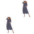 thumbnail image 4 of yingyy Robe de Nuit pour Femmes en Polyester 1/2/3, Décontractée, de Rechange, Col Rond, Manches Longues, Double Poche, Respirante, Peignoir de Maison, Vêtement de Nuit, Bleu Foncé, M, 2 Pcs, 4 of 6