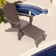 thumbnail image 1 of Gymax Chaise Adirondack de Patio en HDPE Chaise Longue d'Extérieur avec Ottoman Rétractable Café, 1 of 7