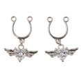 thumbnail image 1 of KLKCMS 1 Pair Angel Wing Heart Dangle U Shape Nipple Non Piercing Body Jewelry White, 1 of 9