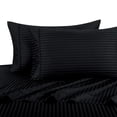 thumbnail image 1 of Twin Size Sheets, Black, 100% Cotton Sheets, Deep Pocket, Cool Cotton Sateen, Smooth Striped Pattern Weaved Bed Sheets, 1 of 3