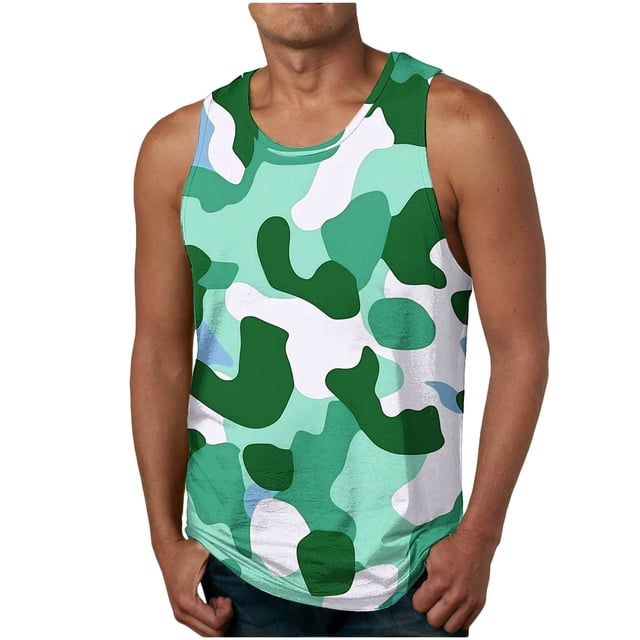 Weiqiqre Débardeurs à Col en V pour Hommes Amusants d'Été Débardeurs à Col en V Sans Manches T-Shirts Graphiques à Col Rond