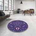 thumbnail image 4 of Ahgly Company Tapis d'Intérieur Ronds Transitionnels Bleus Lavables à la Machine, 6 Pieds Rond, 4 of 7