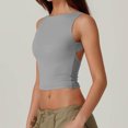 thumbnail image 3 of Timegard Cropped Tank Tops for Women Crew Neck Sleeveless Slim Fitted Shirts Solid Color Going out Tops, 3 of 6