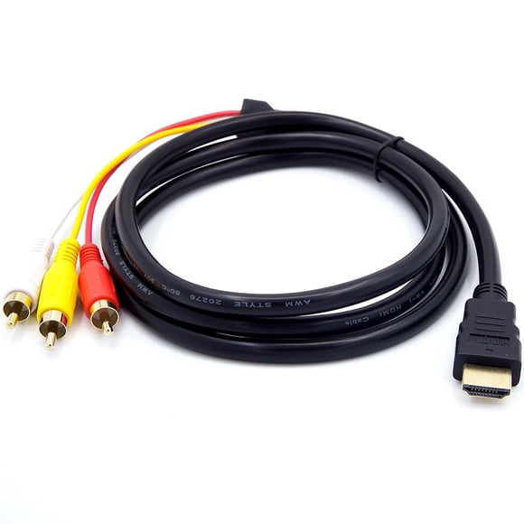 TIMIFIS HDMI Male to 3RCA AV Composite Male M/M Connector Adapter Cable Cord Transmitter Gift