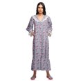 thumbnail image 3 of Moomaya Robe de Nuit Maxi pour Femmes en Coton à Col en V Imprimé avec Bordure Volantée, 3 of 5