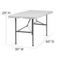 thumbnail image 2 of 30''W x 60''L Bi-Fold Granite White Plastic Folding Table, 2 of 8