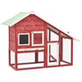 thumbnail image 1 of vidaXL Rabbit Hutch Red and White 140x63x120 cm Solid Firwood, 1 of 5