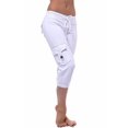 thumbnail image 1 of Innerwin Capris Pant Drawstring Ladies Bottoms Yoga Low Waist Lounge Capri Pants White L, 1 of 2