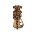 thumbnail image 2 of BLISSFUL STEP Women Zipper Ankle Strap Stiletto Heel Sandals Leopard 10, 2 of 8