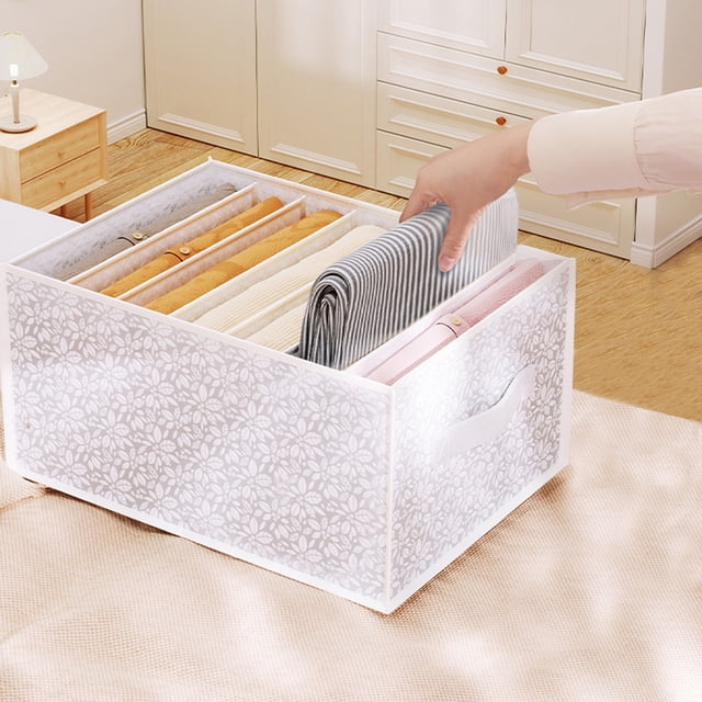 Fridja Organisateur de Vêtements pour Garde-Robe, Organisateur de Vêtements à Compartiments avec Support, Organisateur de Tiroir à Lessive Pliable et Lavable avec Poignée