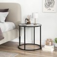 thumbnail image 2 of Gymax Glass End Table 20'' Round Side Table w/ Metal Frame & Faux Marble Glass Top, 2 of 9