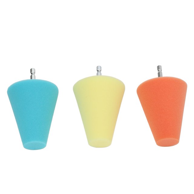 Wheel Hub Cone Polishing Pad, Conical Taper Shape Tool Wheel Sponge Buffing Cone Orange Yellow Blue For Cars Boats Motorcycles
