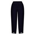 thumbnail image 4 of RXIRUCGD Women's Summer Comfortable Loose Wide Legged Fashion Solid Color Capris, Dark Blue, Size: M, 4 of 5
