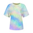 thumbnail image 4 of Pompotops T-shirt Imprimé pour Femme, Manches Courtes, Blouse à Col Rond, Hauts Décontractés, Liquidation, 4 of 5