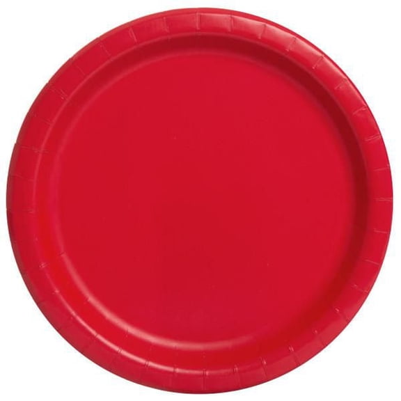 Assiettes plates rondes rouges 23 cm (9 po) Unique Industries, paquet de 20