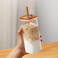 thumbnail image 3 of Heat Resistant Straw Glass Cup 400ML Borosilicate Glass Material Leak Proof Lid Straw Included Transparent Easy Clean for Cold Drinks Juice Milk Coffee Home Office School, 3 of 7