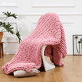 thumbnail image 4 of Comtest Chunky Knit Throw Blanket Chenille, Pink, 50"x60"(Office Size), 4 of 6