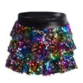 thumbnail image 1 of XUNZOO Girls Sequins Ruffle Layers Culottes Kids Shiny Hip Hop Samba Skirt with Shorts Latin Mini Colorful 4, 1 of 7