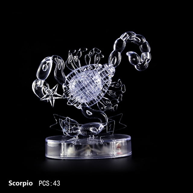 K Crystal Puzzle Jig-Saw Clear Twelve 12 Astrolog Flash Led Light
