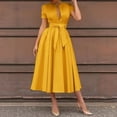 thumbnail image 4 of adviicd Robes pour Femmes Robe Décontractée d'Affaires 2024 Été Travail Bureau Col en V Fendue Ceinturée Sans Manches Robes Jaune,m, 4 of 5