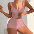 thumbnail image 2 of Women's Summer Short Set 2 Piece Sexy Ruffle Crop Camisole Babydoll Tops and Boxer Shorts Set, 2 of 4