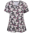 thumbnail image 1 of Pompotops Blouse à Manches Courtes Col en V pour Femmes avec Poches Imprimées Uniforme Infirmière, 1 of 3