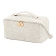 thumbnail image 2 of YAOMOBB Makeup Storage Pouch Great Capacity Travel Toiletry Storage Tool Faux Leather Makeup Brush Holder with Handle, 2 of 7